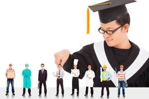 Graduation male student have different  careers to choose.